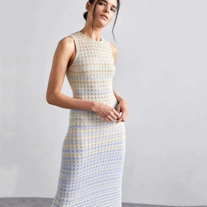 Paris Brand Design 2025 New In Summer Shiny Gradient High Elasticity Long Dress For Women Fashion Skirt Ladies Clothing
