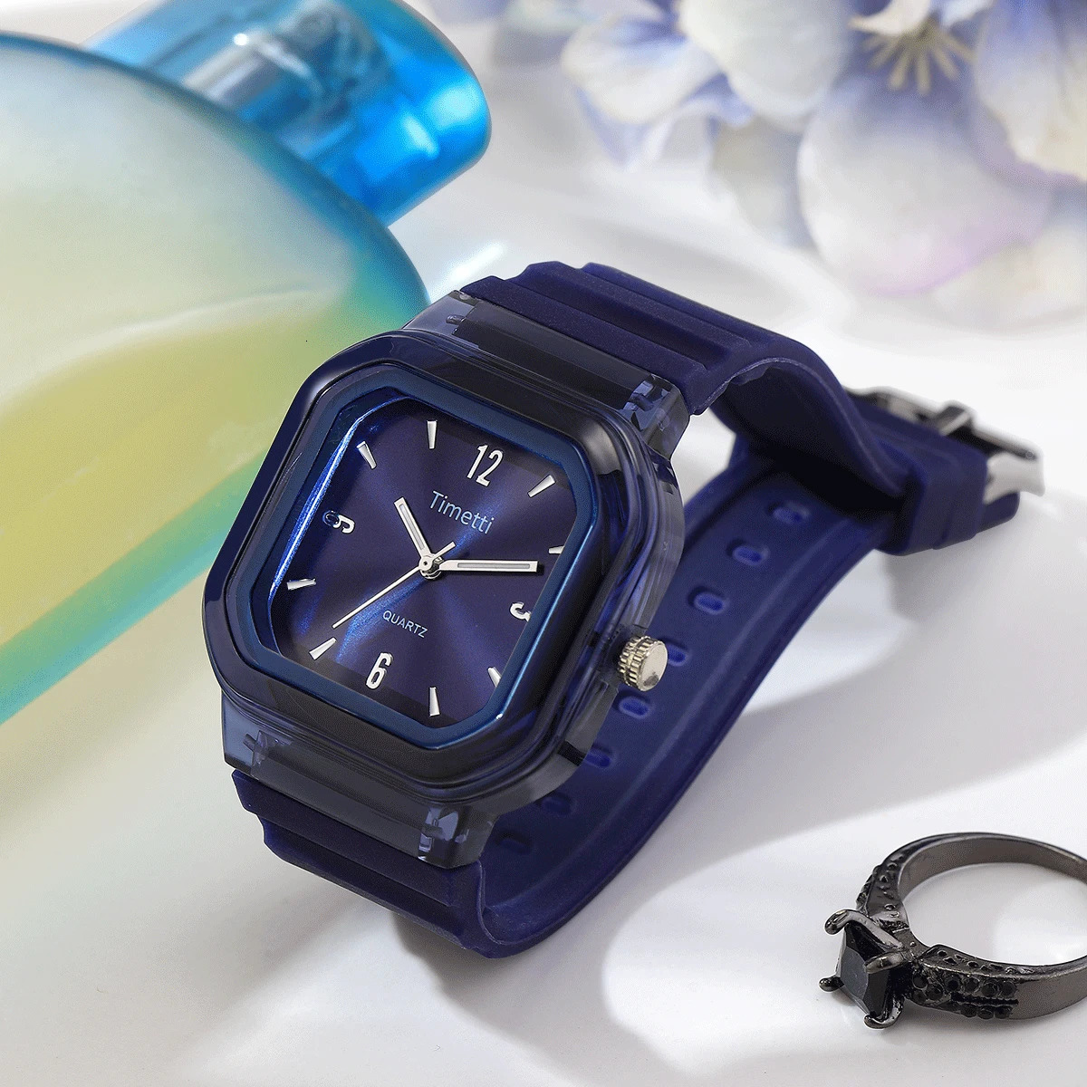 Casual Affordable and Trendy Square Simple Silicone Strap Quartz Watch 250606