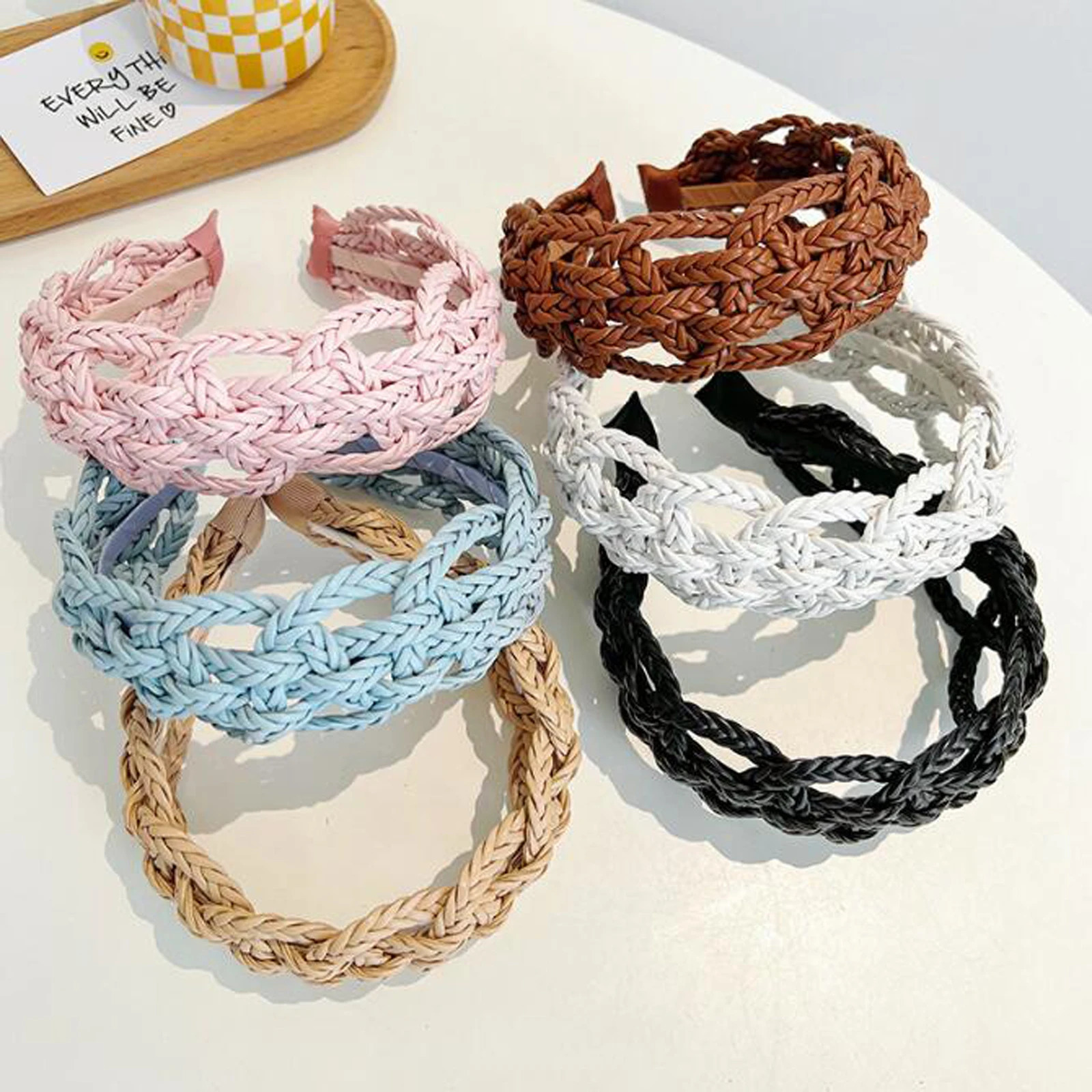 PROLY Fashion Hairband For Women Wide Side PU Leather Braided Headband Geometric Hollowed Turban Summer Hair Accessories 250610