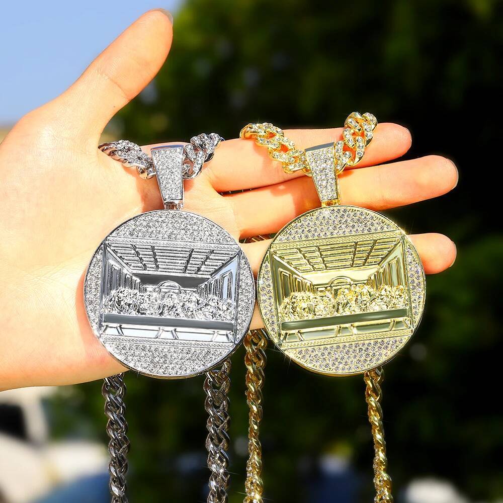 New Last Supper Cuban Necklace With 14mm Iced Out Chain Fashion Hip Hop Men Charm Pendant Tennis Necklaces Jewelry