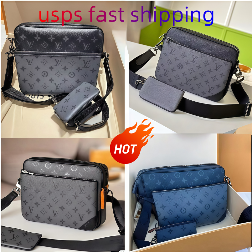 TOP Handbags Women Men Leather TRIO Messenger Bags Shoulder Make up Bag Designer Handbag Tote Man's bag