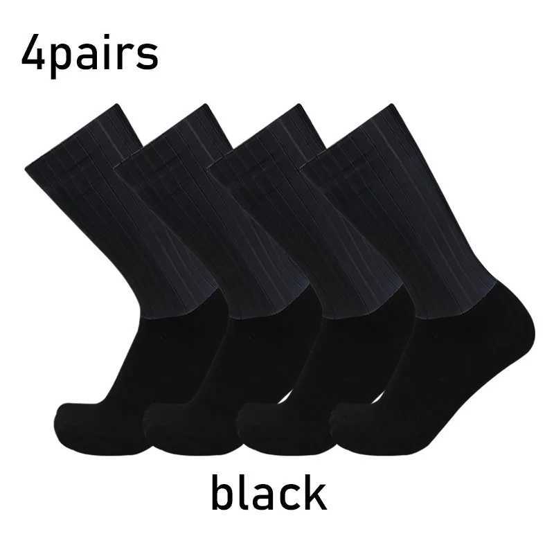 Socks 4pairs/set Aero Pure Color Cycling Silicone Sports Non-slip Pro Racing Socks Summer Cool Cycling Socks Z250610