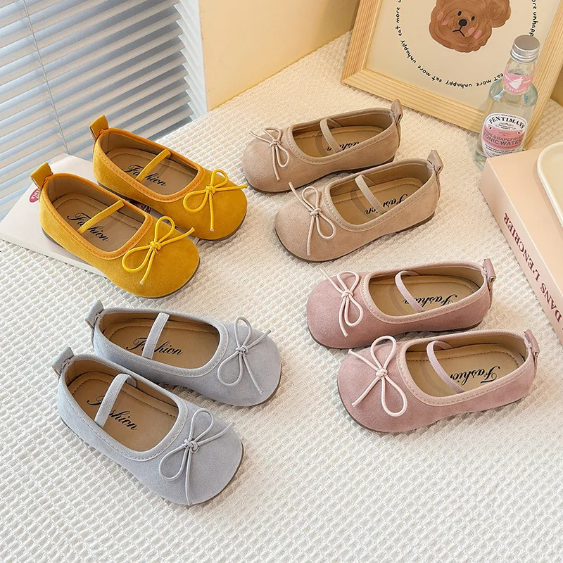 Solid Toddler Children Ballet Flats Spring Autumn Bow Girls Flats Shoes PU Elastic Band Soft Sole Kids Princess Shoes 250611