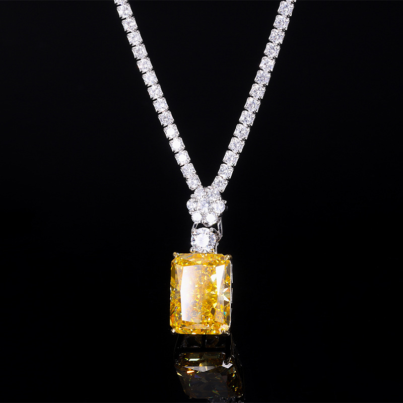 S925 Silver High-Carbon Diamond Luxury Pendant Necklace, 12x16mm Main Stone, Exquisite Fashion Design, Perfect Women's Jewelry for Any Occasion
