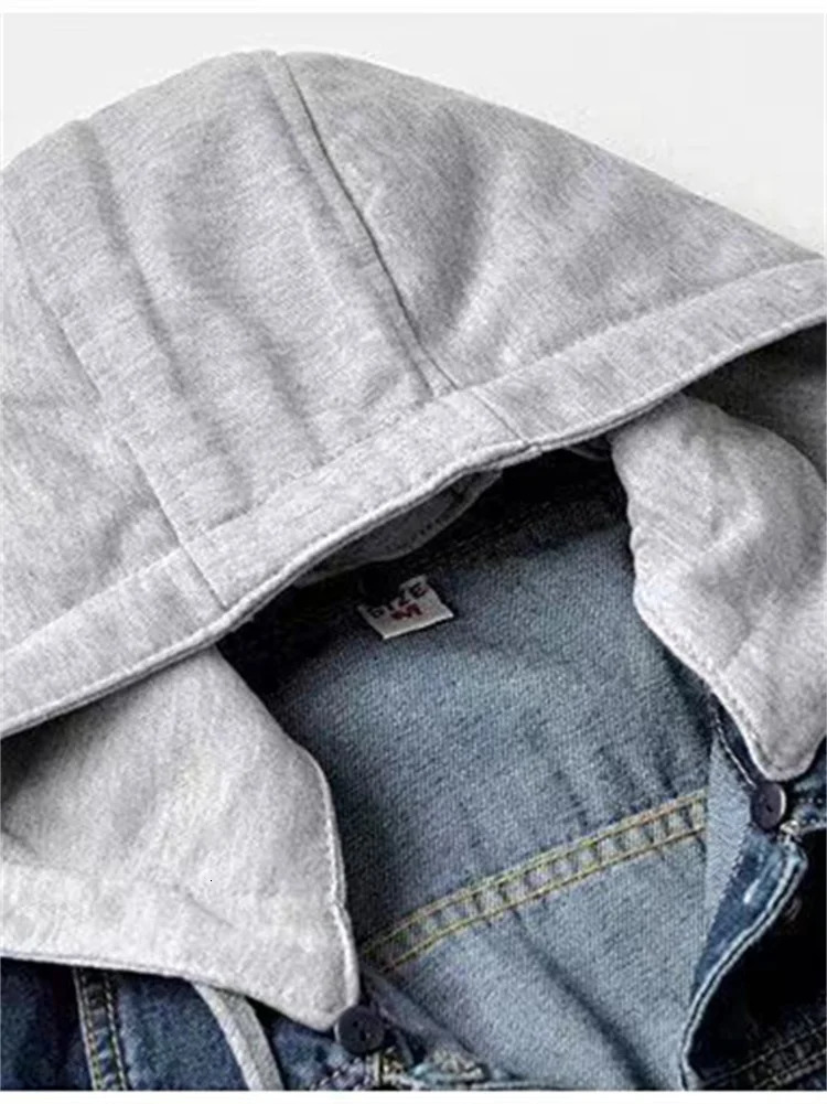 Spring Autumn Denim Jacket Women Single Breasted Patchwork Hooded Crop Coats Korean Fashion Casual Streetwear Outerwear 250609