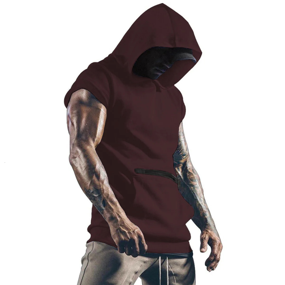 seller European and American mens clothing pocket zipper sports vest Factory Direct Sale 250610