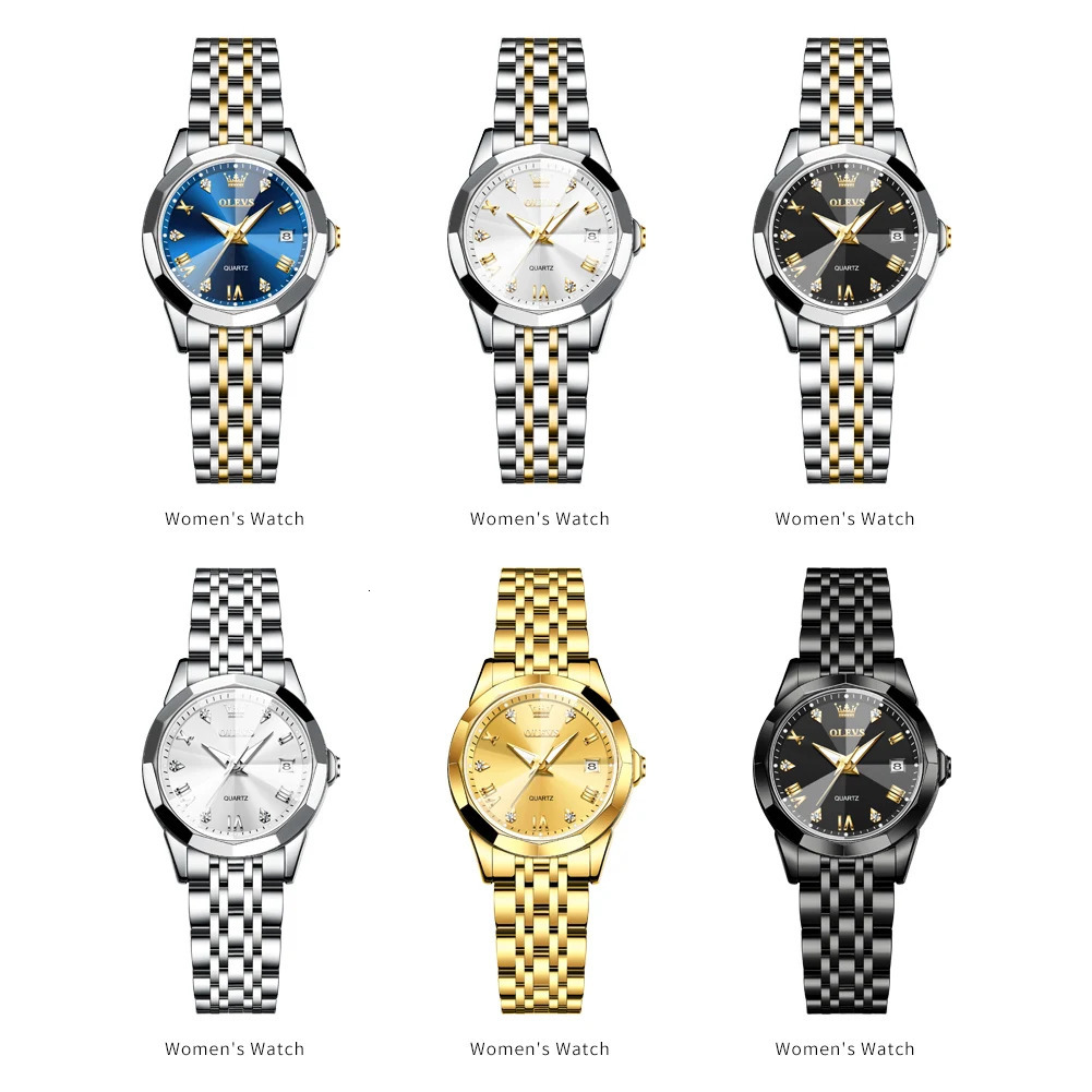 OLEVS Womens Watches Elegant Rhombus Original Quartz Ladies Wristwatch Stainless Steel Waterproof Luminous Top Watch 250606