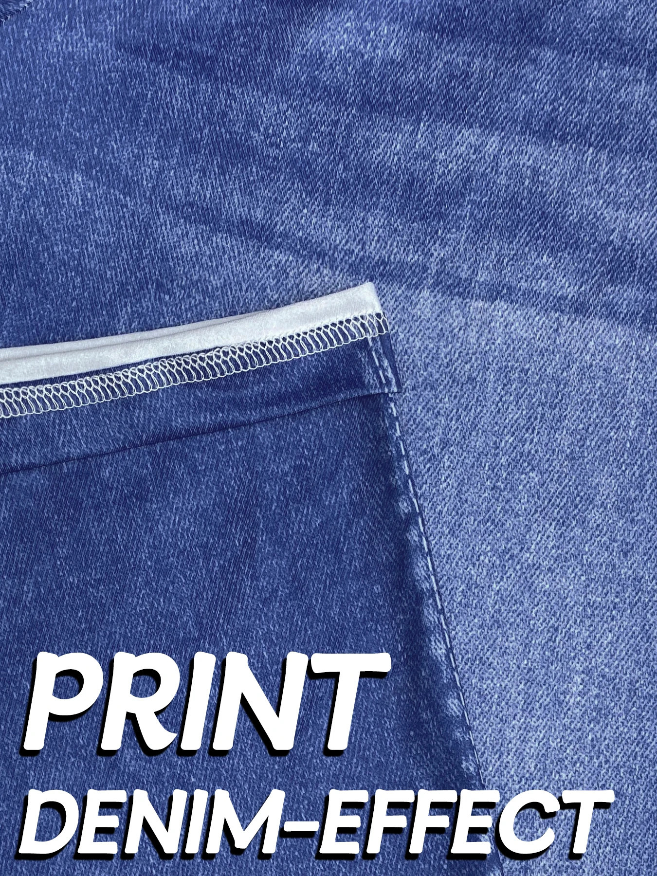 Plus Size Womens Loose Wideleg Pants Denim Print Fashion High Elastic Casual Comfortable Retro Straight Pants 250609