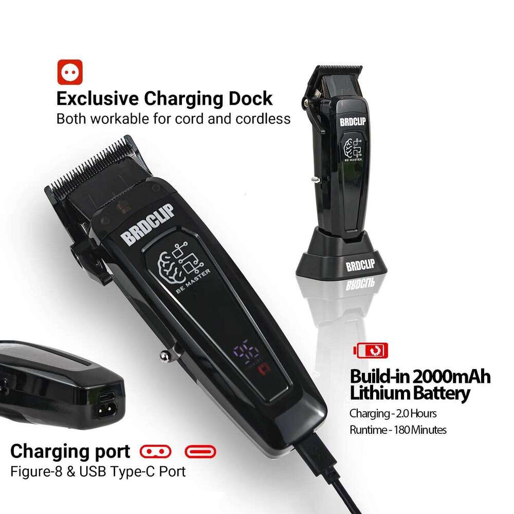 BRDCLIP Brd-106 7500Rpm Professional Men's Clipper With Base Charger DLC Cutting Hine Hair Trimmer