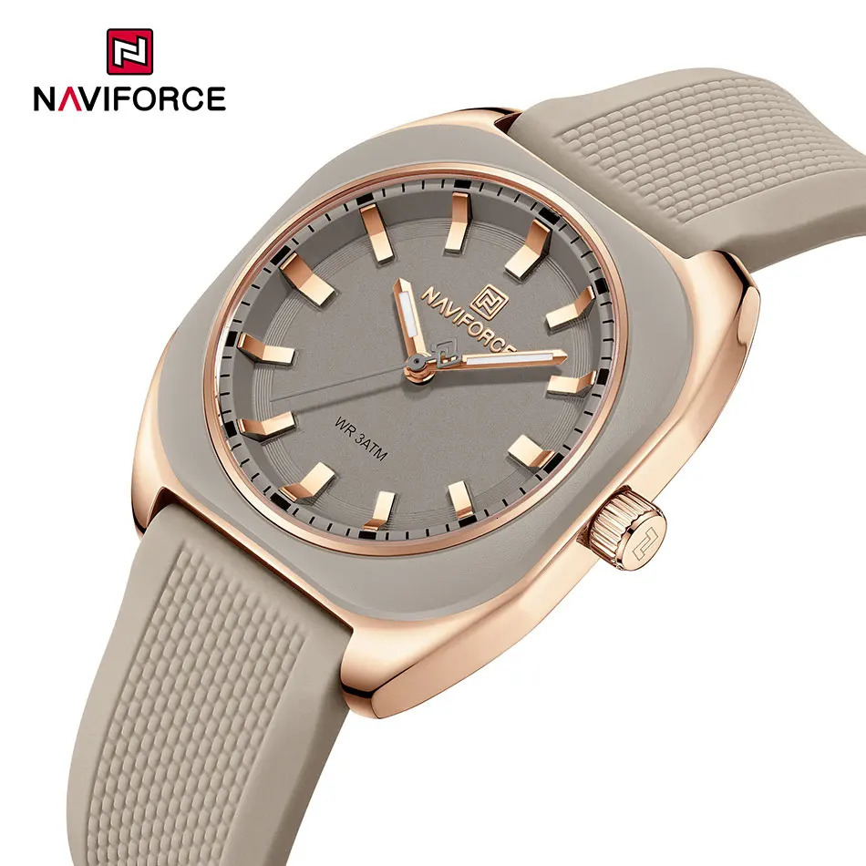 NAVIFORCE Fashion Womens Casual Elegant Simple Polygon Quartz Silicone Watch Gift for Women Wristwatch Casual Relogio Feminino 250606