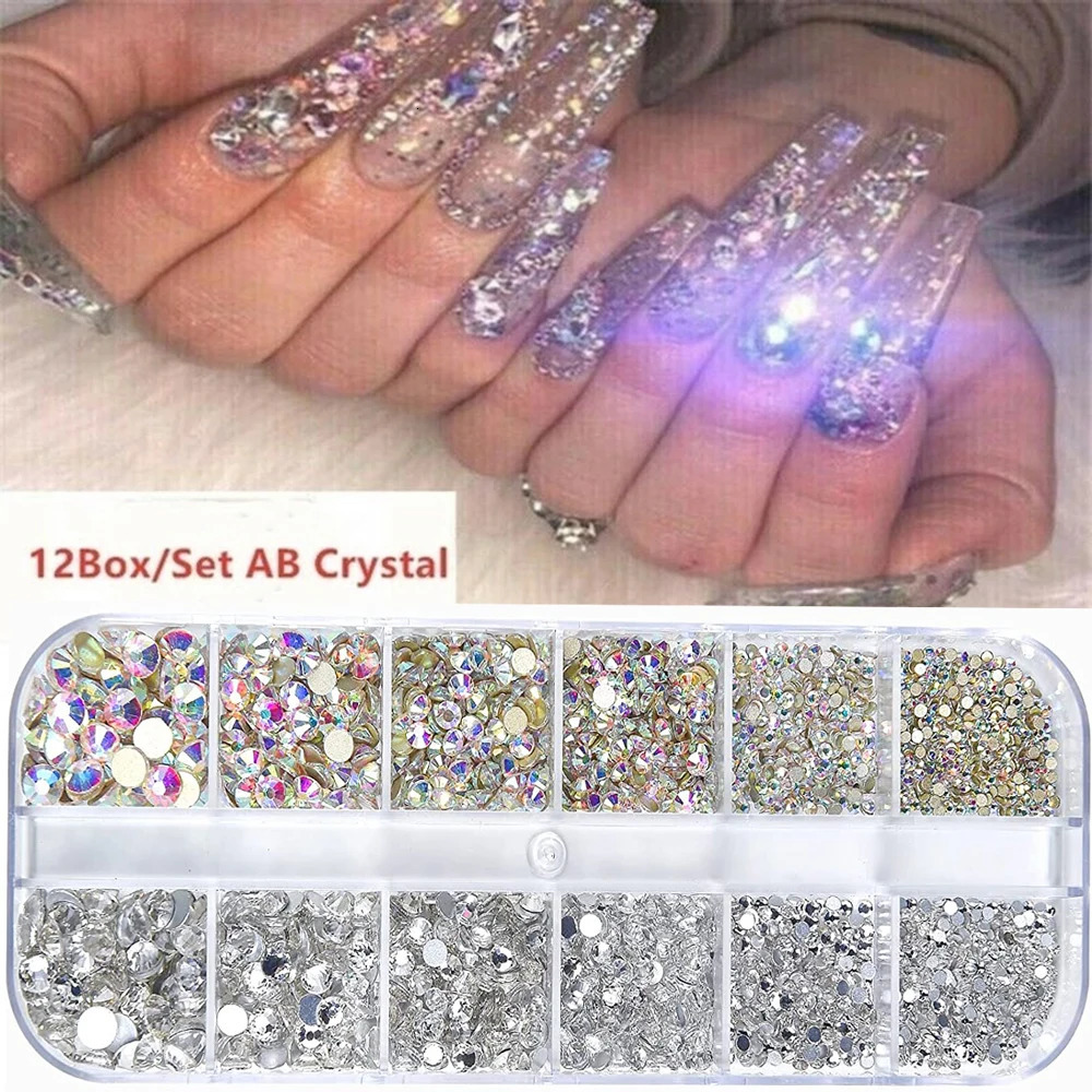 Nail Art s Kit 2400pcs Gems Ab Flatback Stones with Storage Organizer for n Bright Holiday 250606