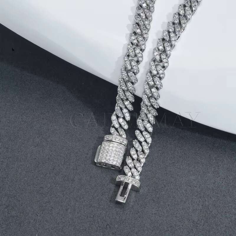 OACOCA Fashion Jewelry Hot Sale Hip Hop Moissanite Chain Iced Out S925 6mm Moissanite Cuban Link Chain Necklace for Hip Hop Men Gift