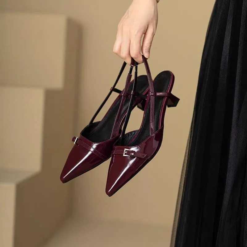 New Pointed Toe Sexy Mid Heels Party Shoes Women Sandals Designer Brand Pumps Slingback Casual Shoes Dress Shoes XJ250610