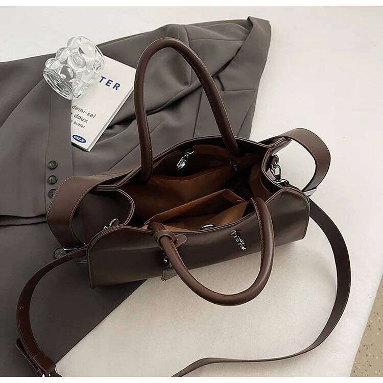 Fashion Large Capacity Women Handbags Designer Chic Lock Shoulder Bags Pu Leather Crossbody Trend Commuter Bag