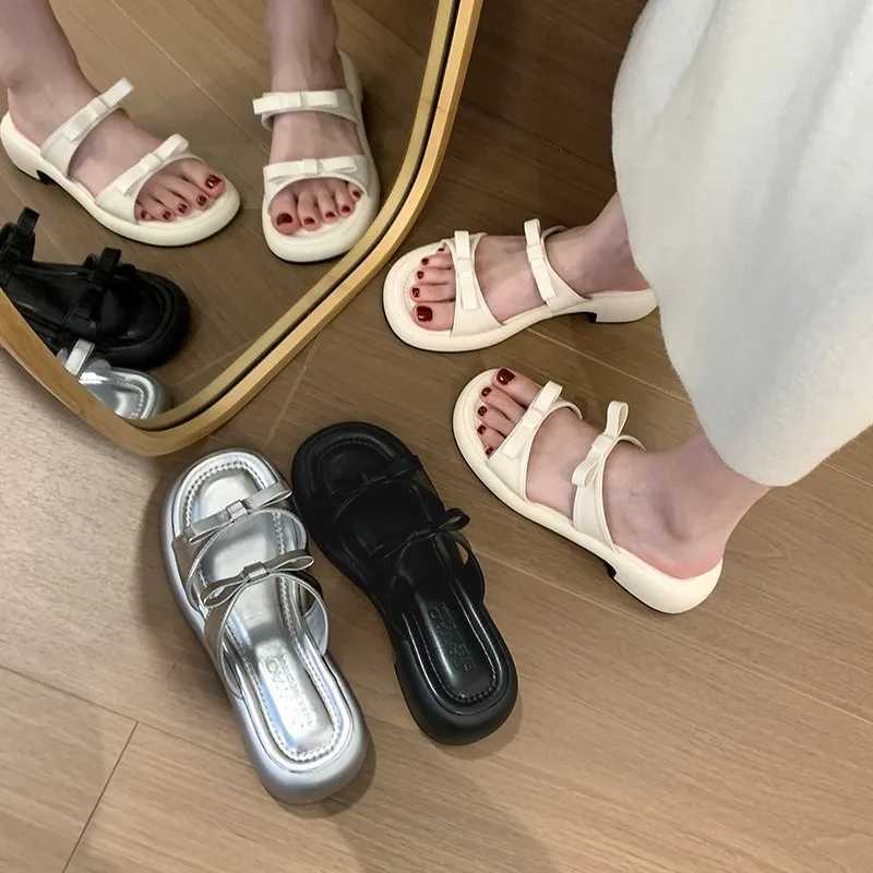 New Summer Womens Slippers 2024 Stylish Peep-toe Low Heel Comfortable Womens Beach Shoes Slides XJ250610