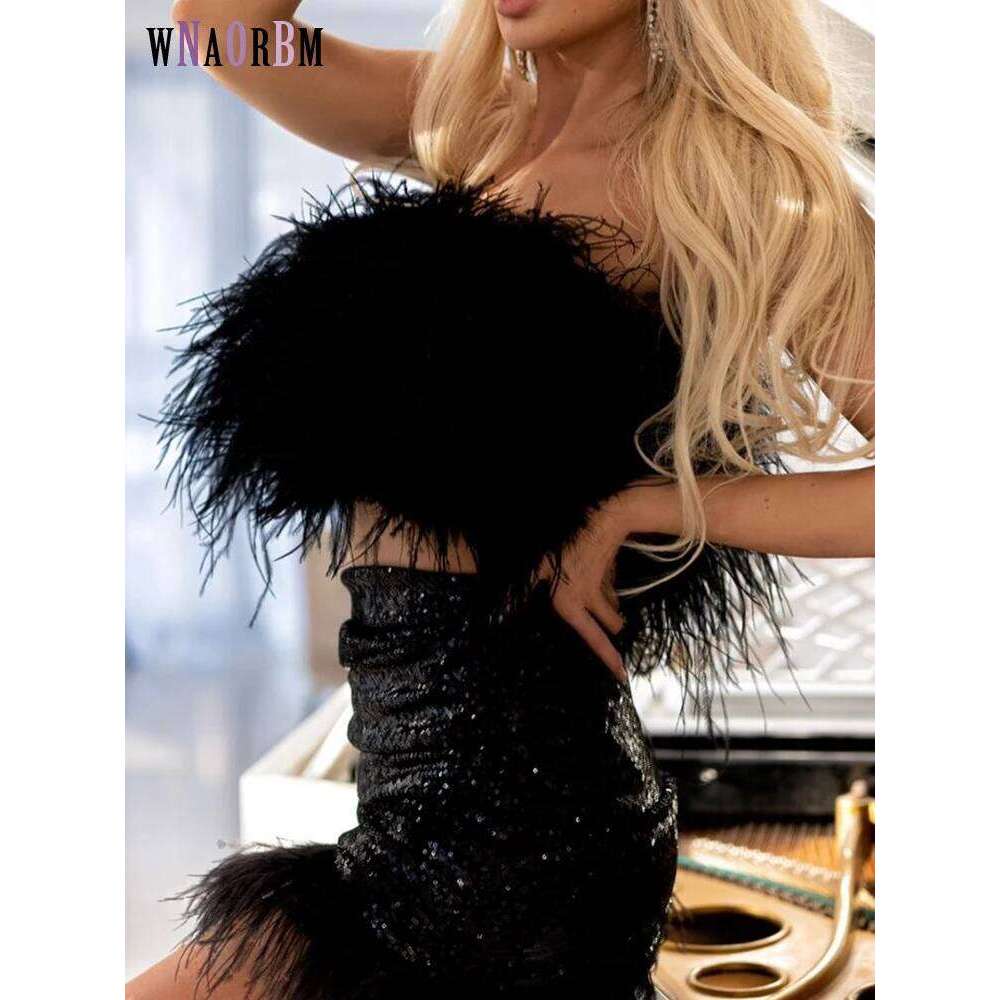 Length 22Cm 100% Natural Hair Bra Underwear Women's Real Ostrich Coat Fur Mini Skirt Customization