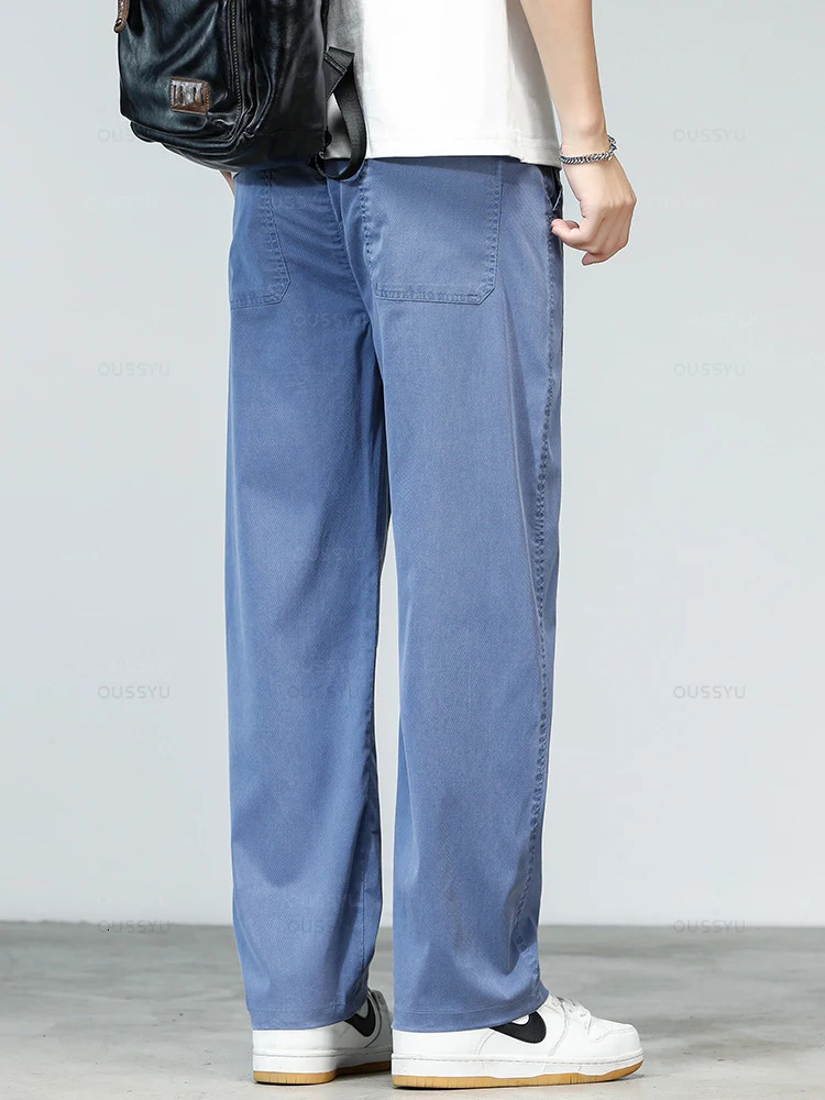 Summer Ultrathin High Quality Soft Lyocell Fabric Mens Jeans Loose Straight Denim Pants n Casual Trousers Plus Size M5XL 250610