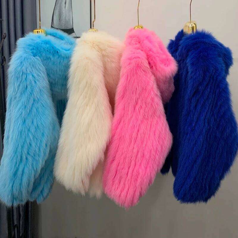 Real Fur Woven Hooded Jacket For Women, Made Of High-Quality Fox Fur, Thick Jacket, Warm Clothes With Lining Inside