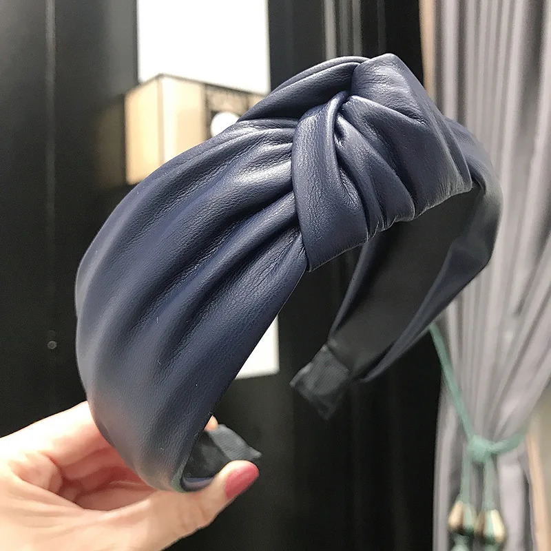 Fashion Solid Colors Hair Knotted Hairband For Women Cross Hair Hoops Leather Knot Girl Hair Accessories Adult Headband Sale 250610