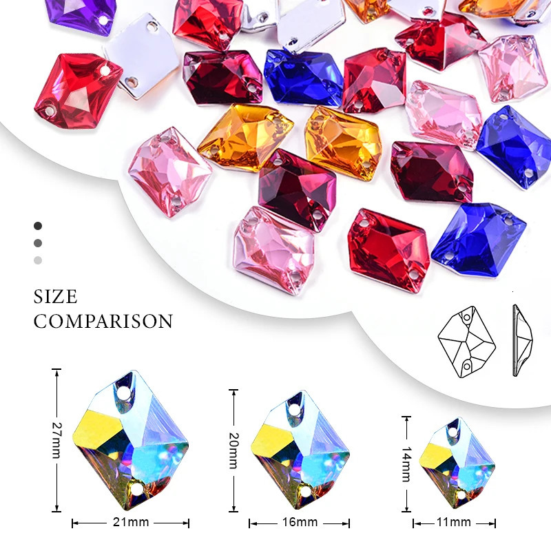 GemStone Resin 16x20mm 50pcs Sew On Cosmic Crystal AB Flatback Sewing s with 2 Holes Strass for Garments 250606