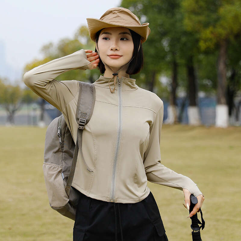 Designer Clothing 2025 New Ice Silk Slim Fit Sun Protection Women's Summer Set Thin Jacket Tight Sports Yoga Top