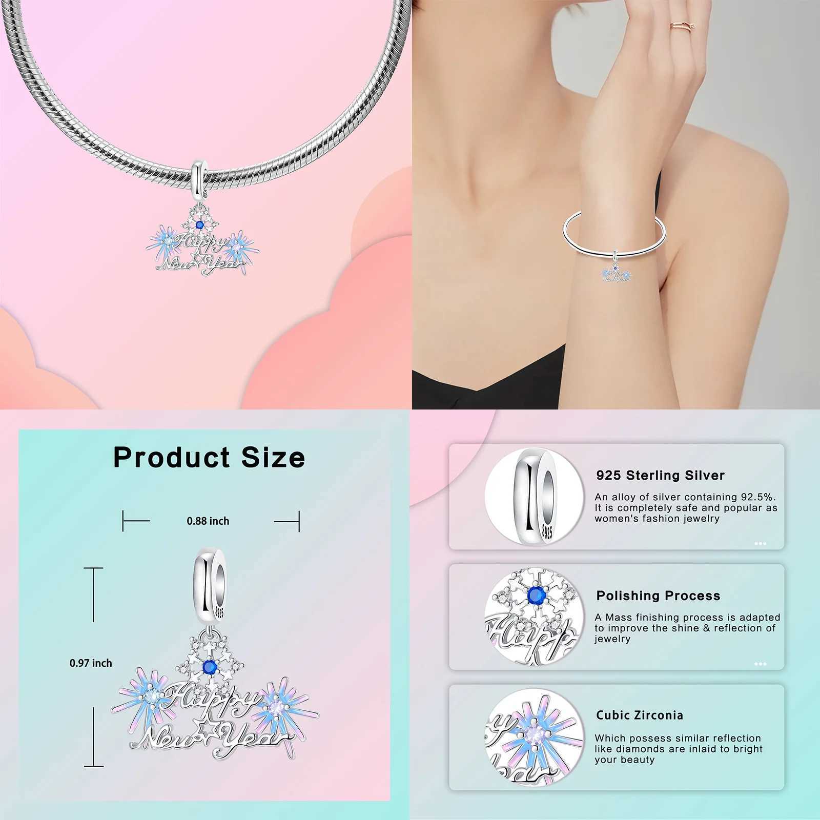 925 sterling silver Elk bell Christmas series charms fit original 4mm Aperture bracelet charm beads necklace Diy female jewelryXJ250611