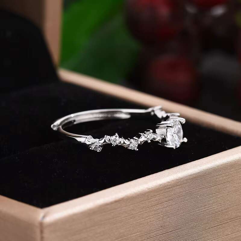 Moissanite Sterling Silver Natural Emerald Pear Pink Rings 2Ct Lab Diamond Engagement Ring For Women Stainless Steel