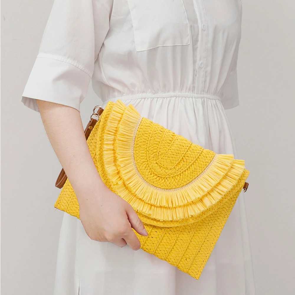 Raffia Straw Woven Bags Fashion Ladies Wrist Clutches Summer Women Shoulder Crossbody Bags Handmade Handbags Purse Beach Bag XJ250610