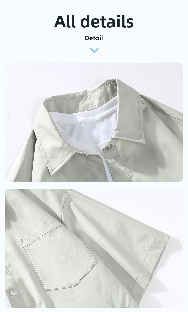 Summer classic solid color versatile lapel mens short-sleeved shirt youth daily casual loose breathable top 250611