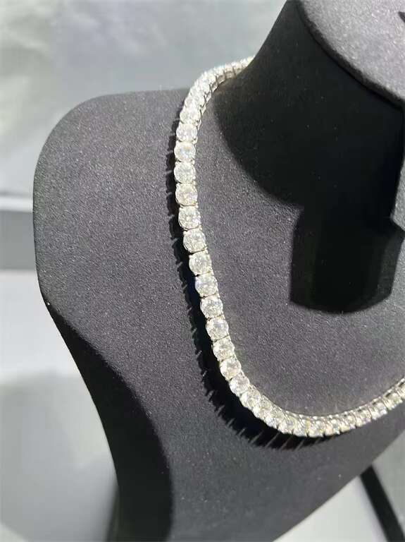 OACOCA Luxury 925 Sterling Silver Tennis Chain VVS Moissanite 5mm 14 Inches Necklace with Diamond Silver Plated Jewelry