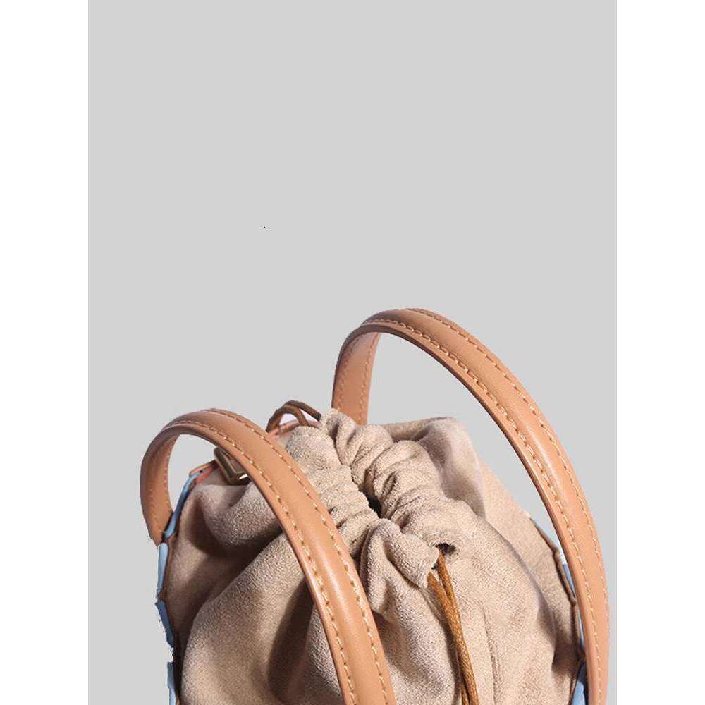 Turkish Style Niche Design Bag New Textured Color Block Fashion Drawstring Shoulder Small Crossbody Handbag