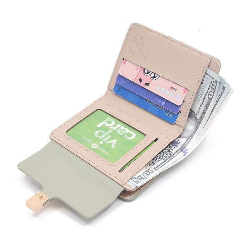 ins Wallet woman new Japanese and South Korea small fresh solid color personality love hardware buckle folding three-fold MASA