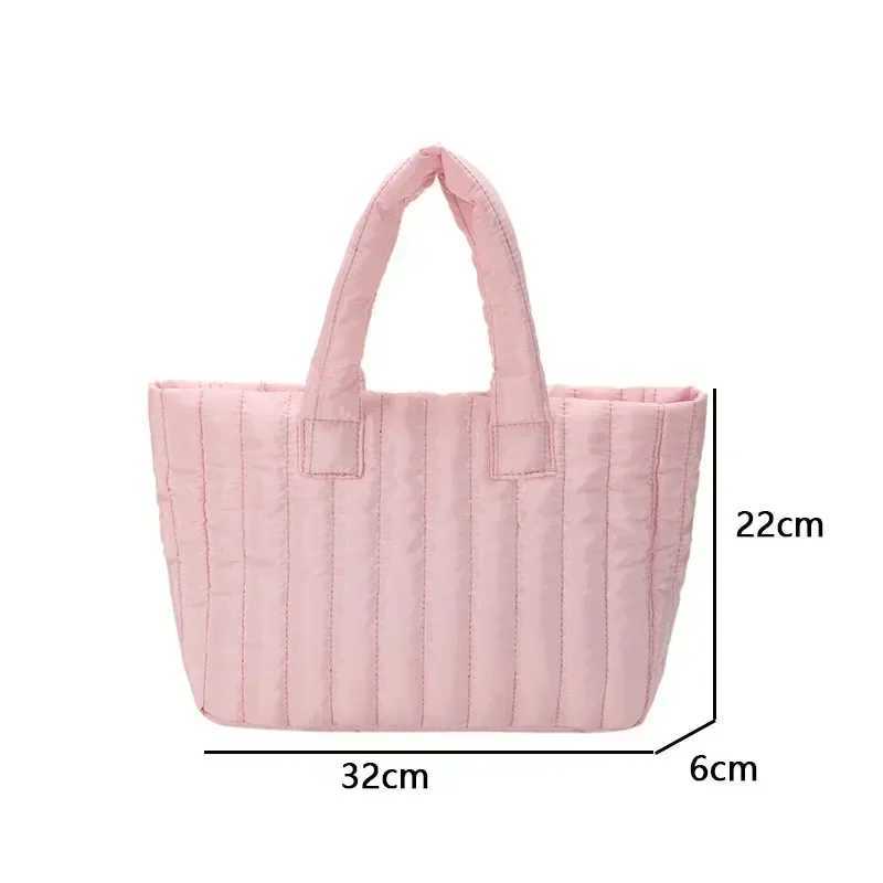 Cotton Padded Commuter Bag Ladies Quilted Top-handle Bag Simple Solid Color Messenger Bag Casual Large Capacity Female Handbag XJ250610