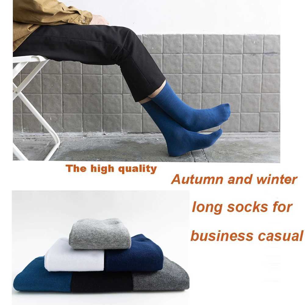 5Pairs New High Quality Business Casual Men Socks Black Mens Dress Long Socks Autumn Keep Warm Colorful Full Happy Socks Male Z250610