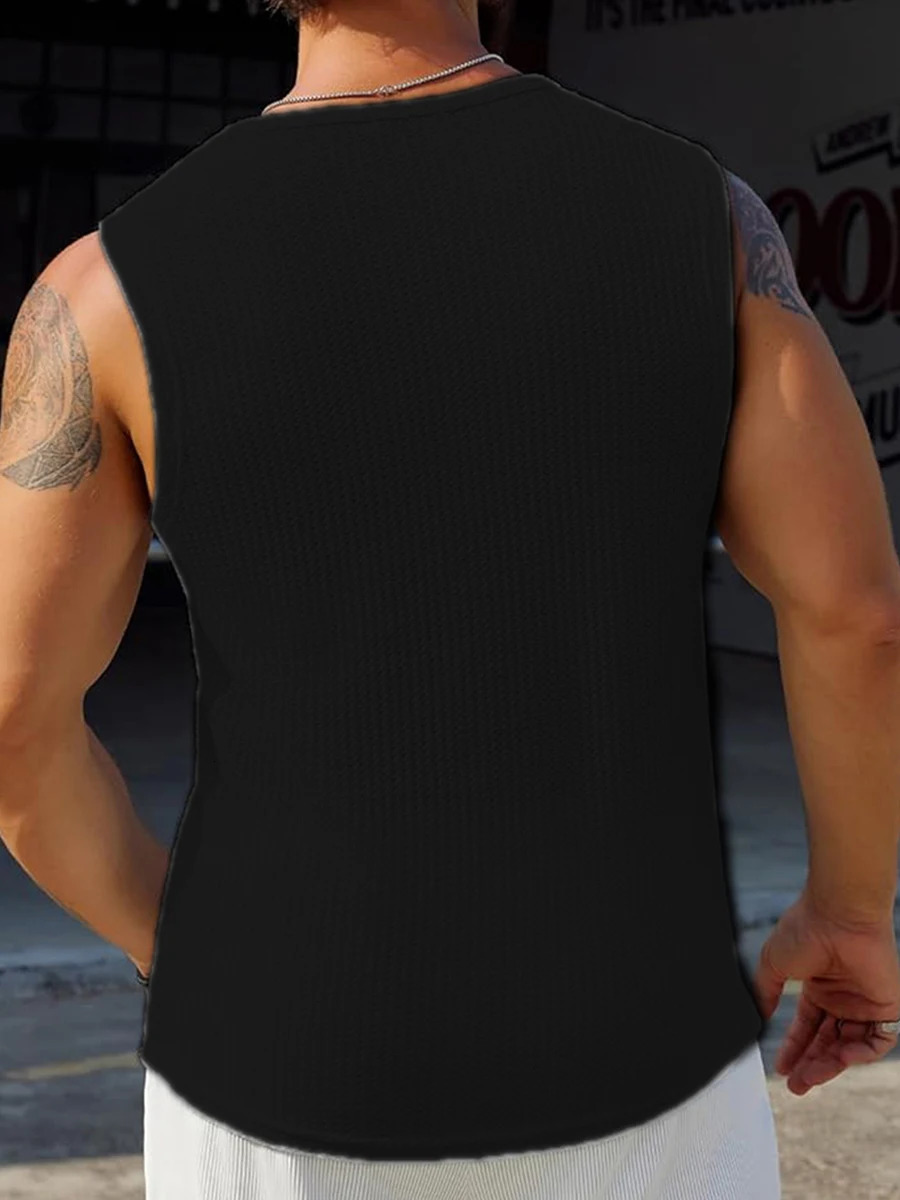 Men s Ribbed Knit Tank Tops in Solid Colors for Casual Wear Sleeveless T-Shirt for Workout and Bodybuilding Streetwear Style 250611