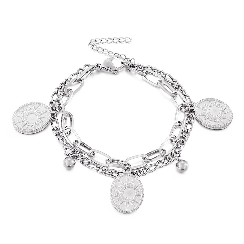 Charm Bracelets Turkish Couple Round Coin Bracelet Golden Muslim Islam Bracelet 21cm Fashion Personality Charm Jewelry Party Gift Wholesale 231009