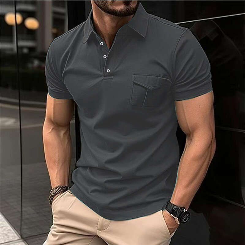 Autumn New With Pocket Men's Sports Polo Shirt B5