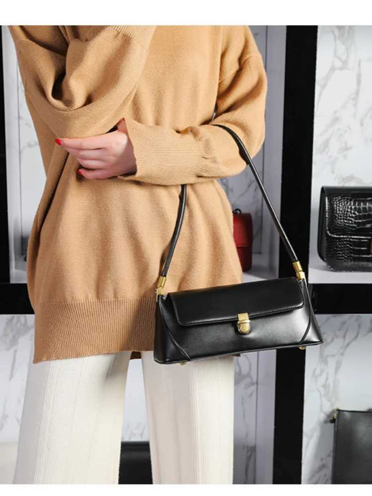 Armpit bag retro niche design high-end solid color one-shoulder portable genuine leather womens bag spring and summer versatile XJ250610