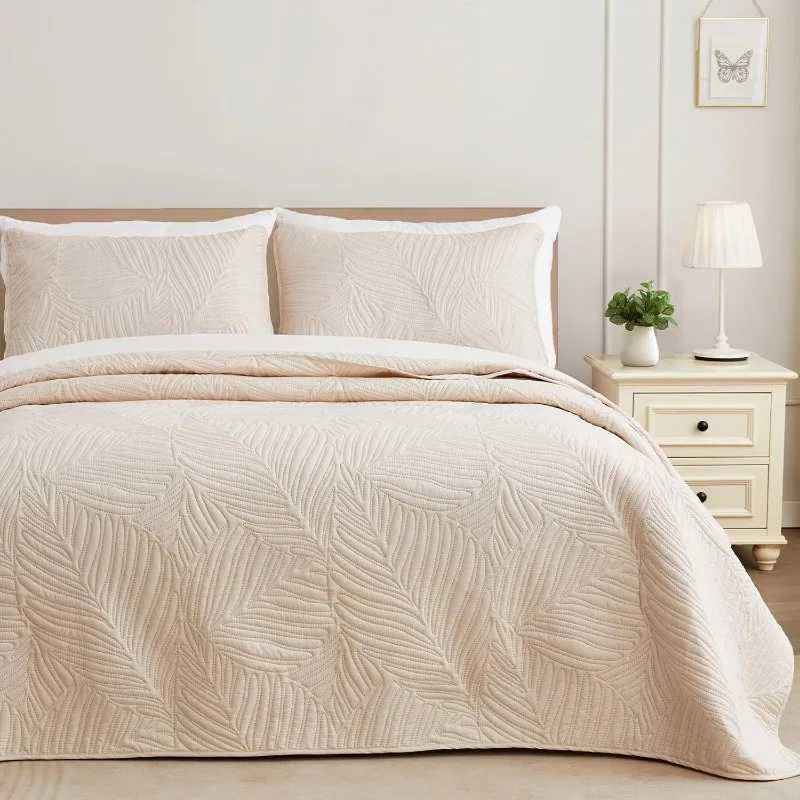 King Size Quilt Bedding Set Lightweight Brich Beige Quilts King Size for All Seasons Soft Microfiber Bedspreads Coverlets Bed Y250611