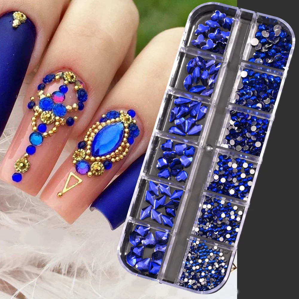 1000Pcsbox Champagne Gold Diamond Nail Crystal Mixedn Glitter NonFix Manicure Decoration 250606