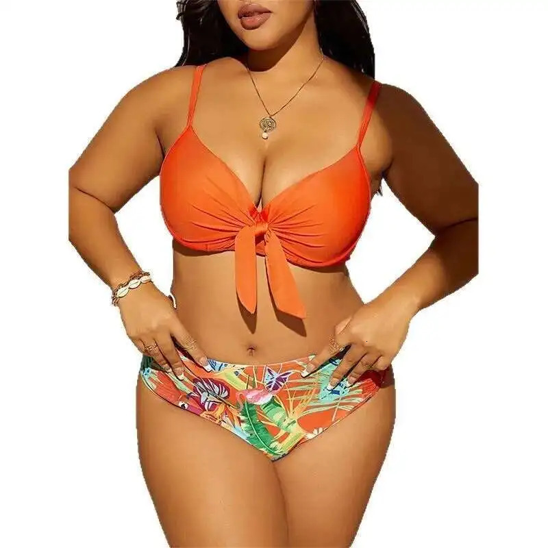 Large Size Split Swimsuit Womens Sexy Bikini Collection Gathers Backless High Waisted Vacation Style Women Y2k 250530