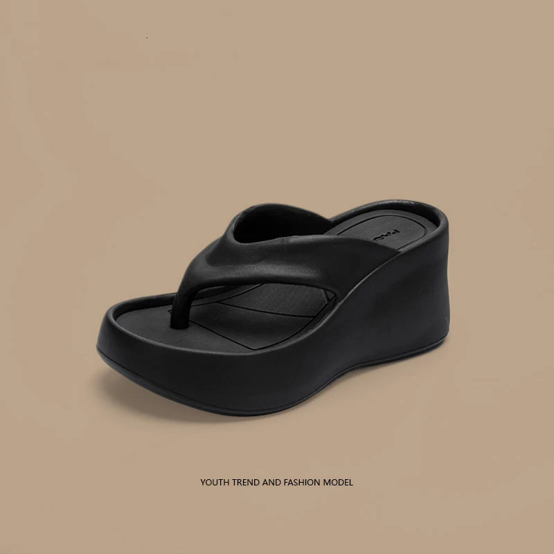 Womens Clip Toe Wedge Flip Flops Summer Chunky Platform Beach Sandals Woman Thick Sole High Heeled Eva Slippers Slides 250609