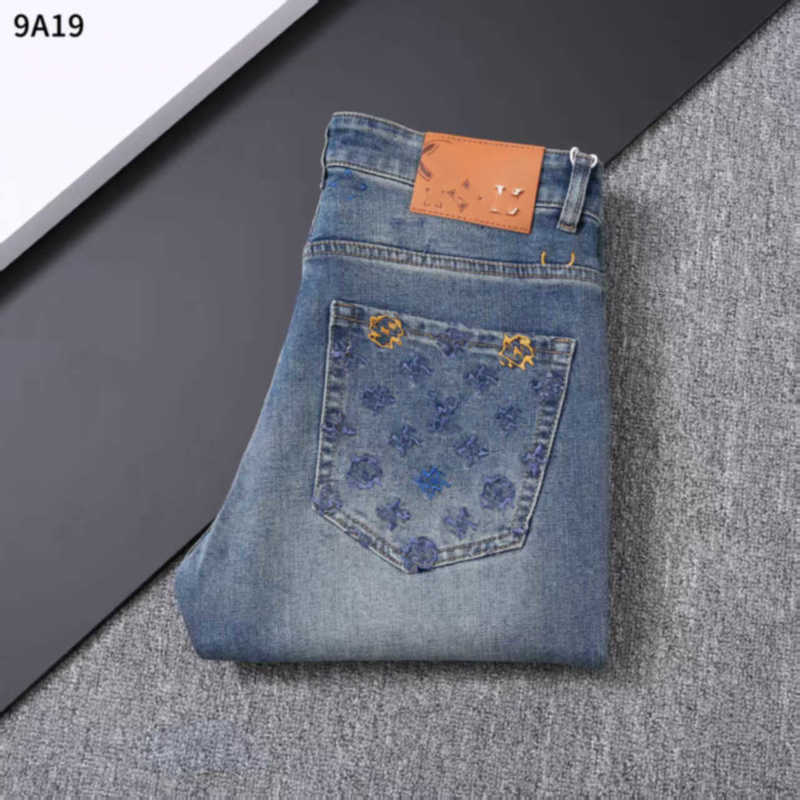 Men's Jeans designer New Fashion Brand Designer Straight stretch business casual jeans Slim Fit Denim Pants long trousers W0NM