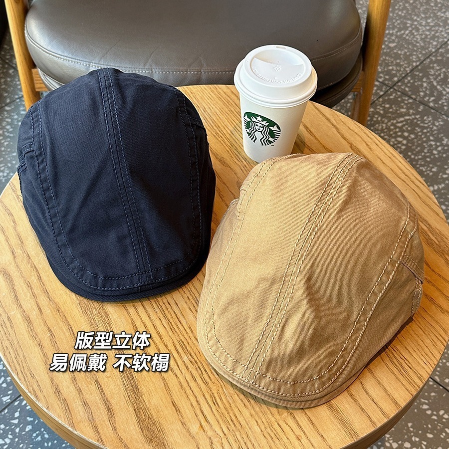 Forward Hat Solid Color British Style Newsboy Hat Women Simple Versatile Literary Beret Mens Baseball Cap 250313