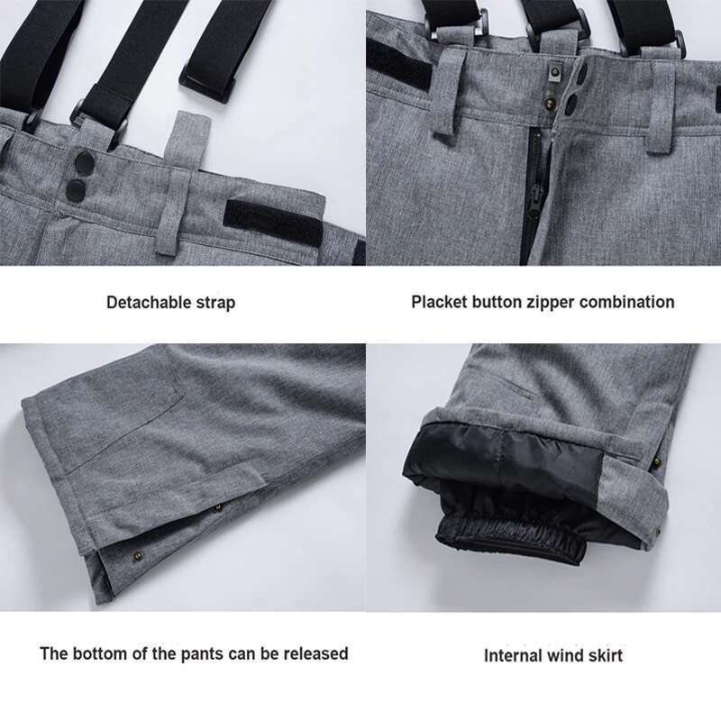 High Quality Men Women Winter Thick Warm Skiing Windproof Waterproof Suspender Trousers Snow Snowboard Pants Plus Size