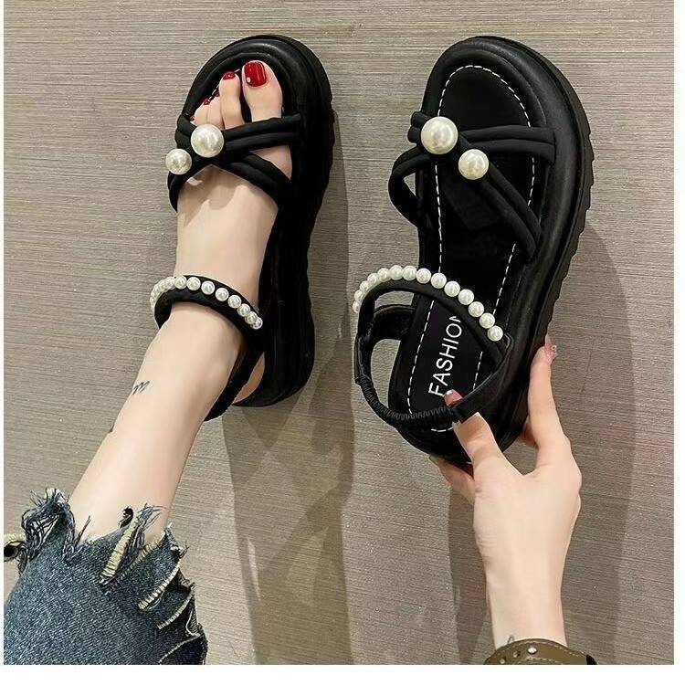 Special Offer New Thick Soled Pearl Daily sandal Cute Fairy Style Outdoor Casual Shoes For Women Fashion Ddmysaturn