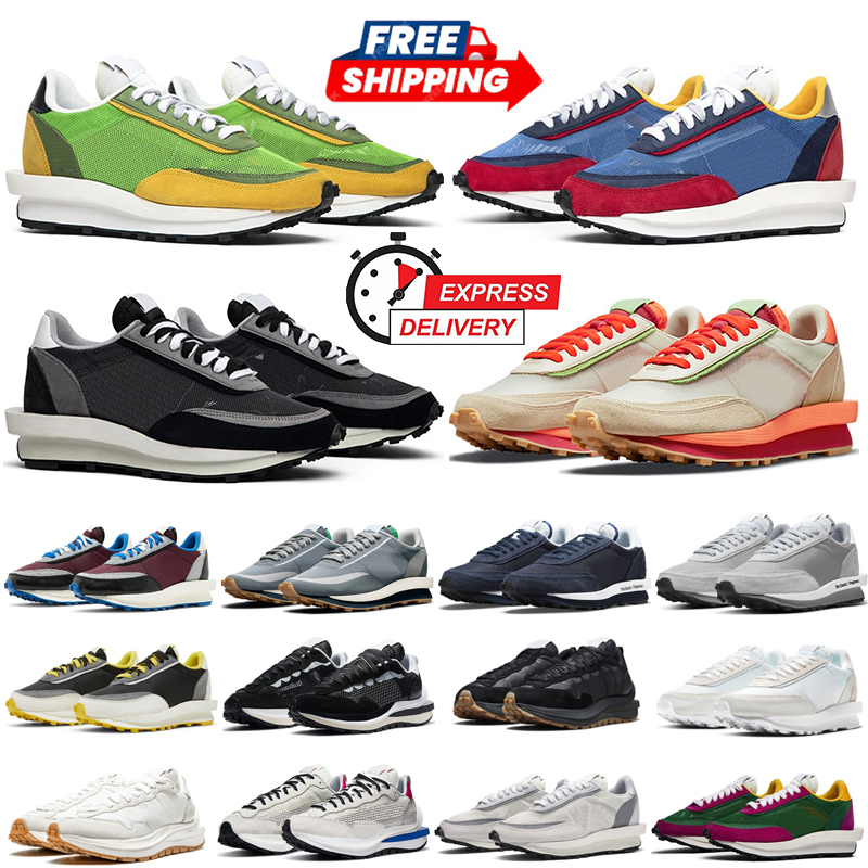 designer shoes Running Shoes Sacais Waffles Sail nylon White Gum Black Bright Citron Fragment Grey Blue Game Suede Dark Iris Court Purple Sakai Sneakers