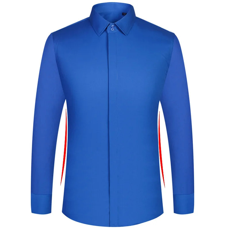 mens French cufflink shirt for business formal wear with solid color and no iron sleeve studs slim fit Korean version 250611