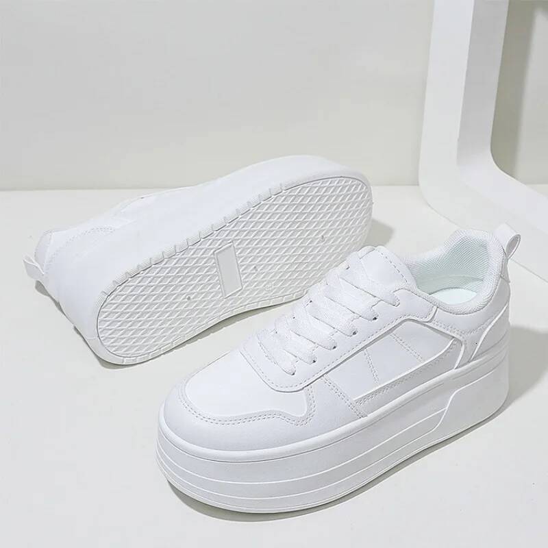 Ddmyoutdoor White Sneaker High Quality Leather Casual Designer Height Increasing Sports Shoes For Women Platform Vulcanized Shoe Outdoor Shoes