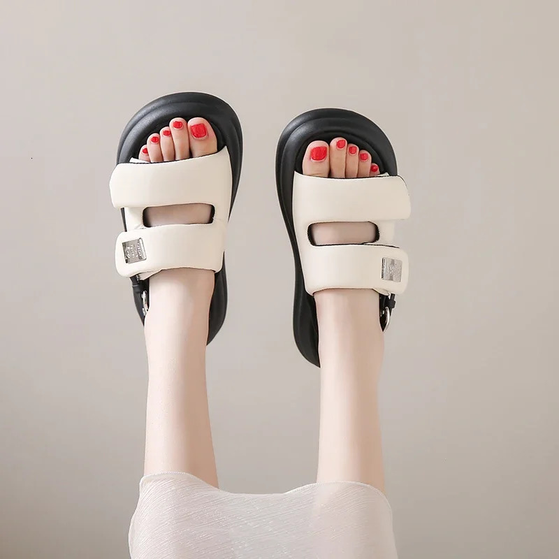 Fashion Shoes for Women Slippers Platform Slides Beige Heeled Sandals on A Wedge Pantofle Sneaker Zapatos Mujer 250609